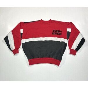 Vintage 80s Pro Keds Sweatshirt Colorblock Crewneck Size Medium Basketball Shoes